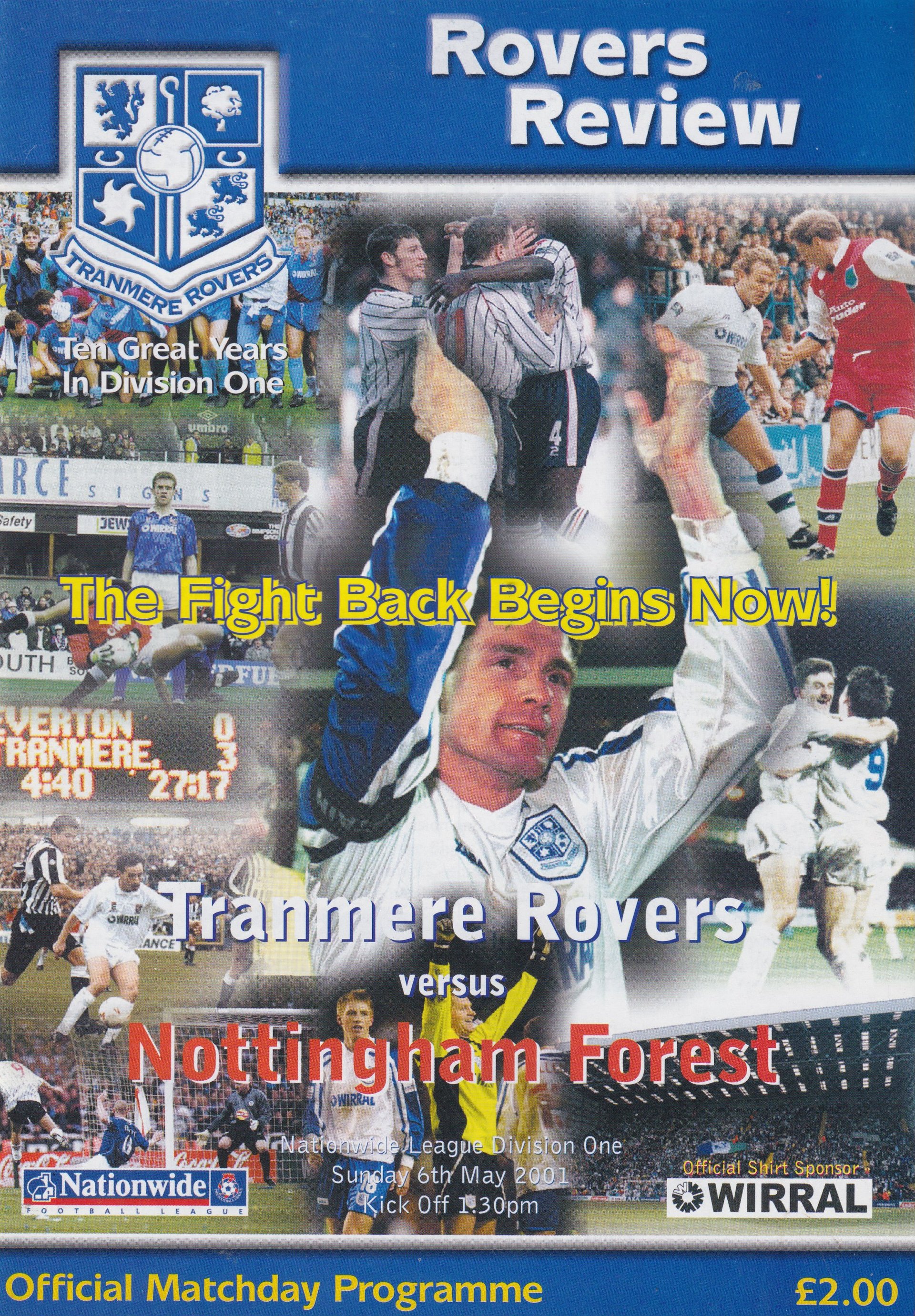 Tranmere Rovers v Nottingham Forest match programme